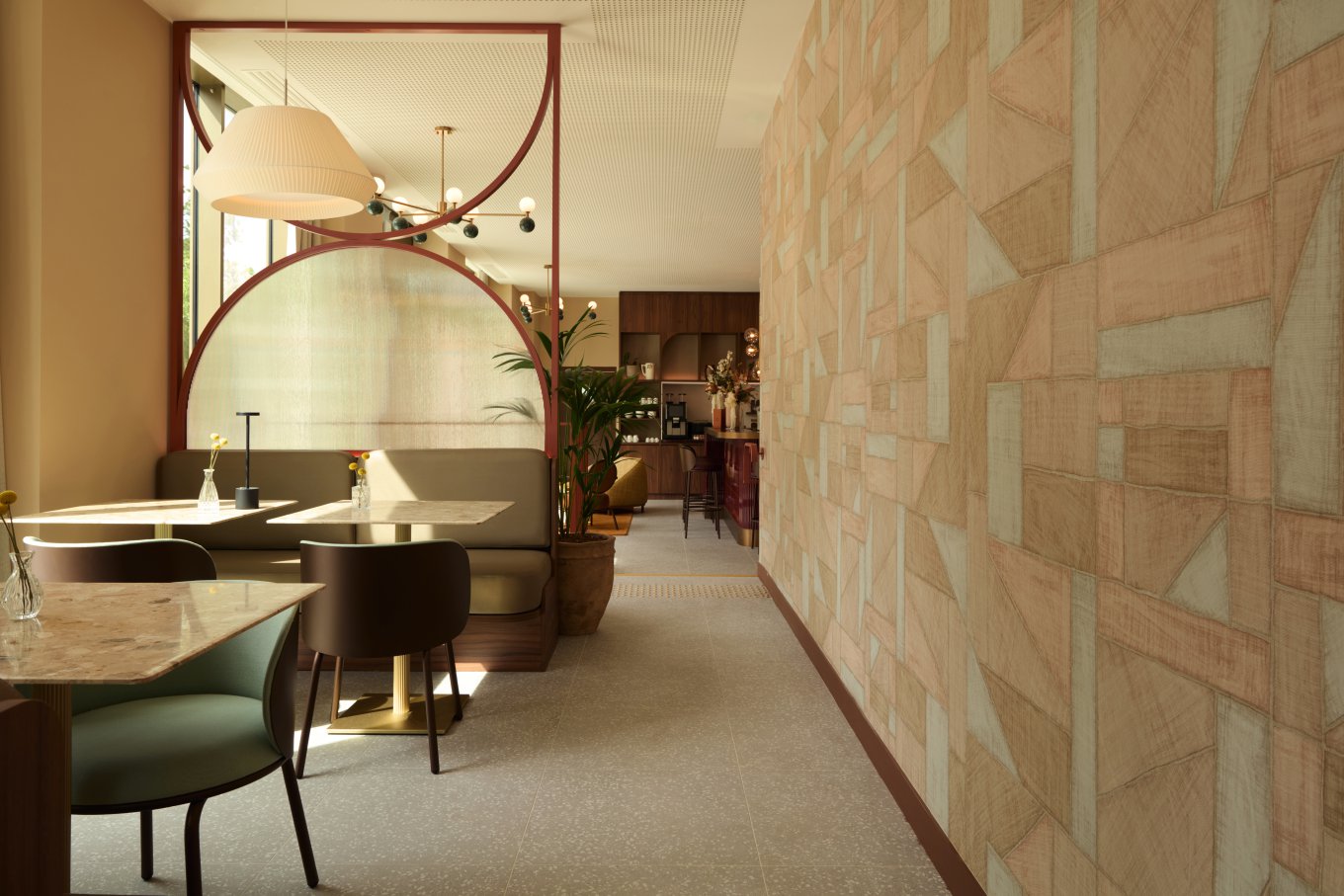studio catoir interior design okko hotels lobby lifestyle hotel cloison verre strie papier peint elitis